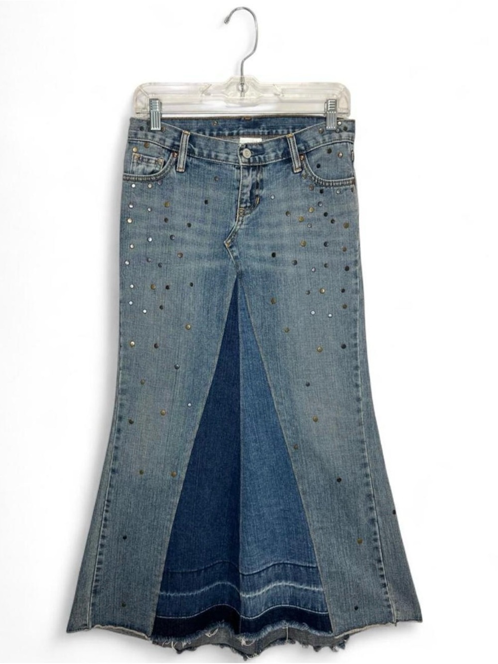 Vintage Gap long denim studded skirt.